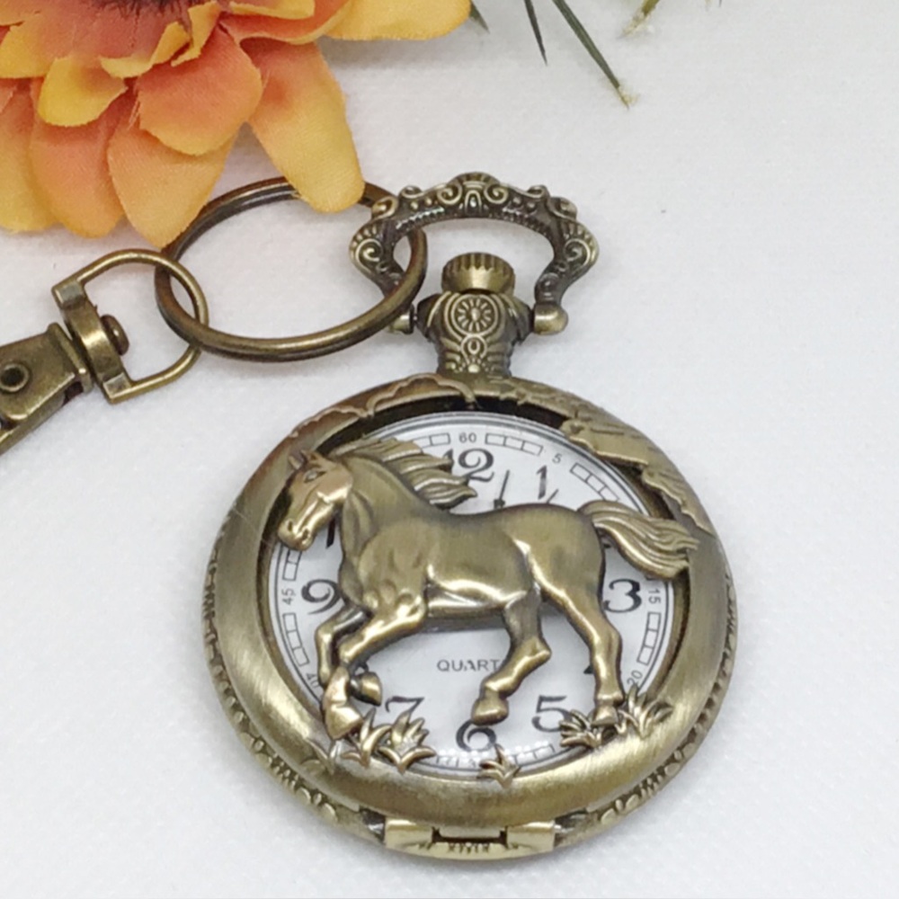Equestrian Vintage Style Watch Keychain for Zipper Bag